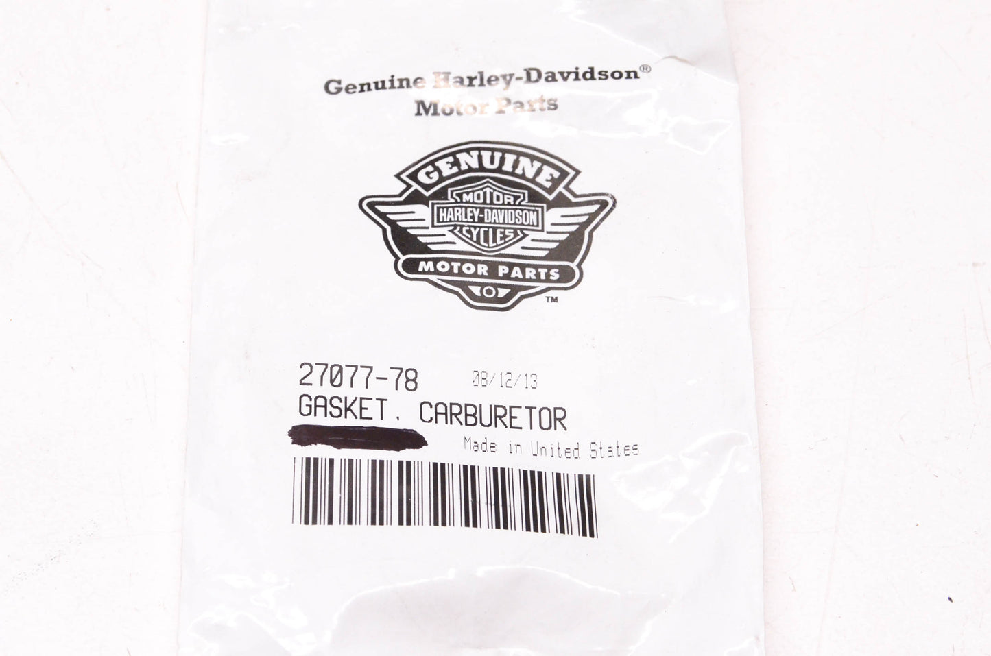 New OEM Harley-Davidson 27077-78 Carburetor Gasket NOS