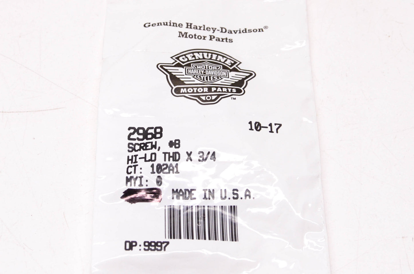 New OEM Harley-Davidson 2968 Screw NOS