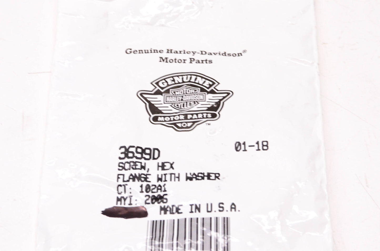 New OEM Harley-Davidson 3699D Hex Flange Screw W/ Washer Qty 2 NOS