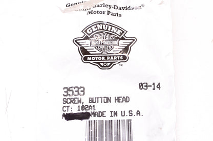 New OEM Harley-Davidson 3533 Button Head Screw Qty 2 NOS