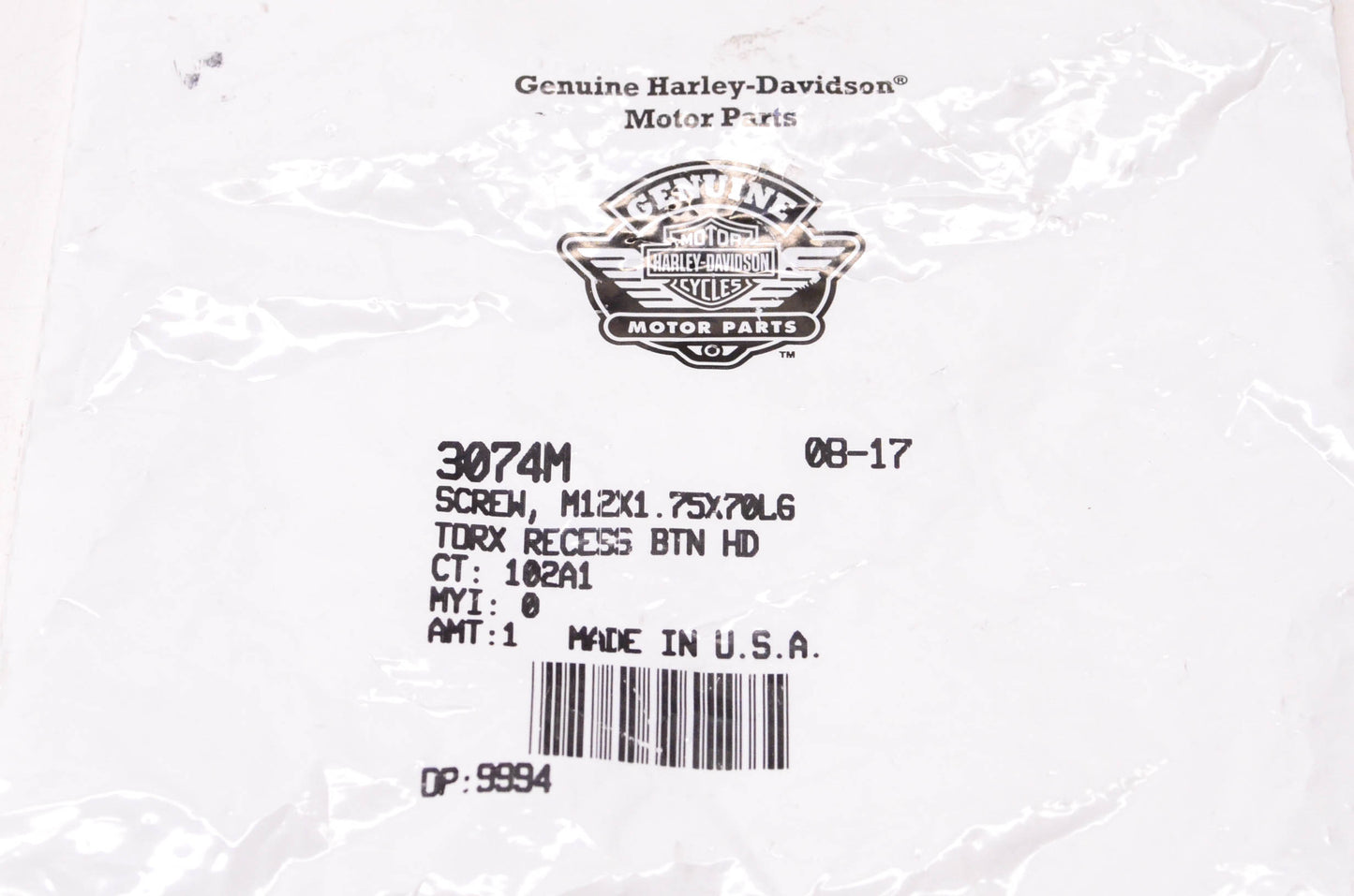 New OEM Harley-Davidson 3074M Torx Recess Button Head Screw NOS