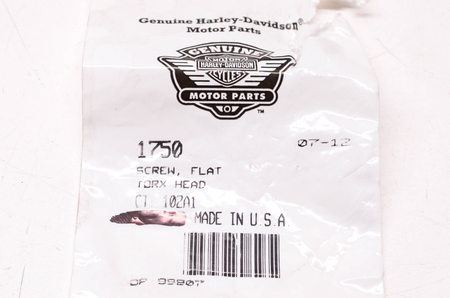 New OEM Harley-Davidson 1750 Flat Torx Head Screw NOS