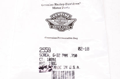 New OEM Harley-Davidson 2559 6-32 Pan Screws Qty 5 NOS