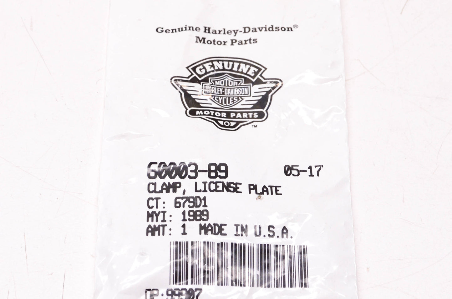 New OEM Harley-Davidson 60003-89 License Plate Clamp NOS