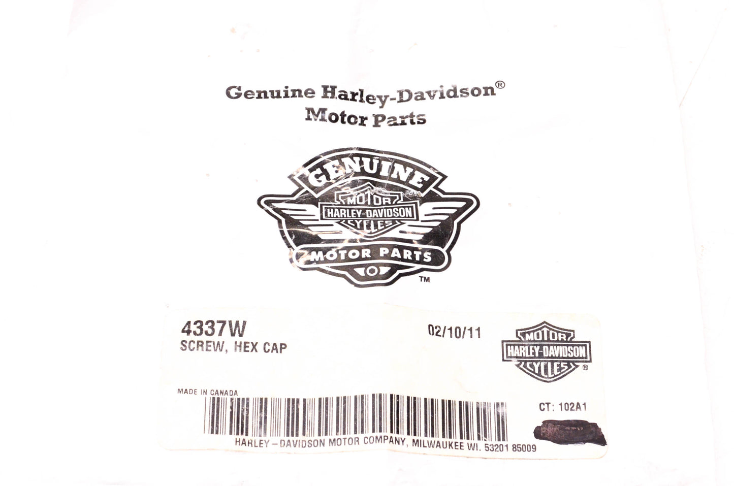 New OEM Harley-Davidson 4337W Hex Cap Screw NOS