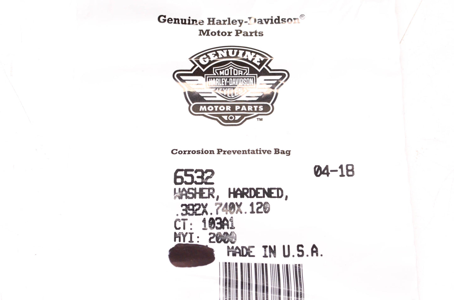 New OEM Harley-Davidson 6532 Washer Qty 2 NOS