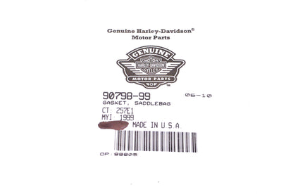 New OEM Harley-Davidson 90798-99 Saddlebag Gasket NOS
