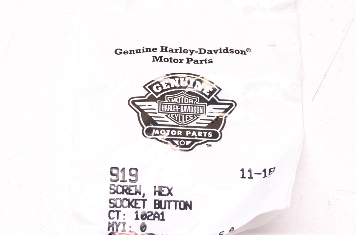 New OEM Harley-Davidson 919 Hex Socket Button Head Screw Qty 2 NOS