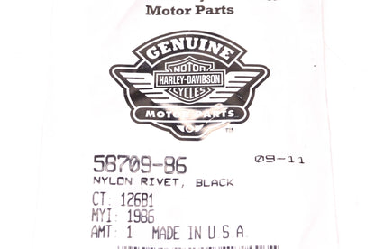 New OEM Harley-Davidson 58709-86 Black Nylon Rivet NOS