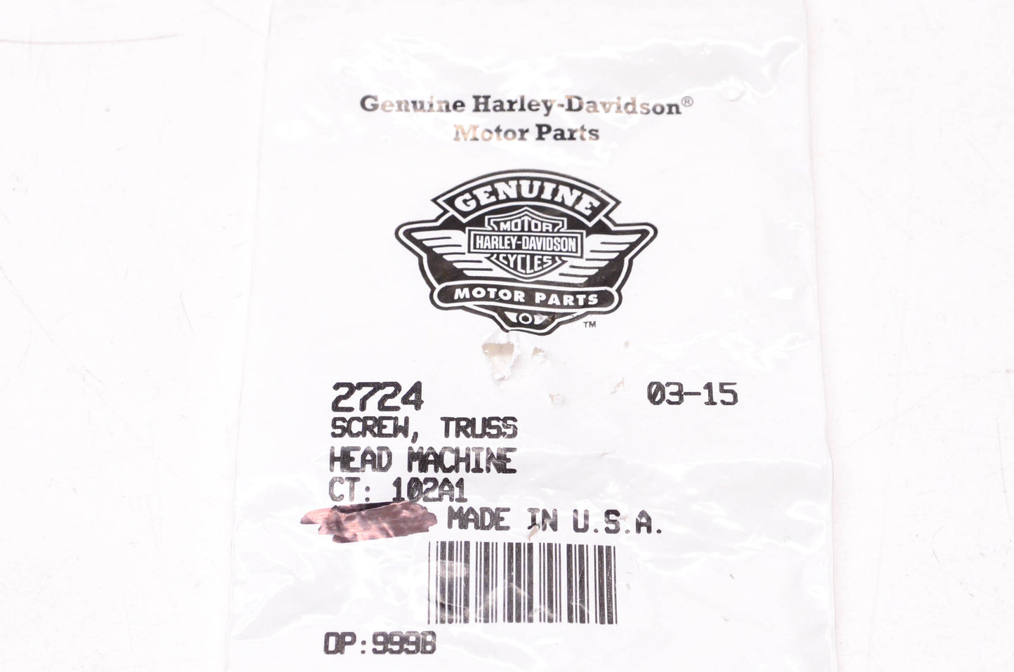 New OEM Harley-Davidson 2724 Truss Head Machine Screw NOS