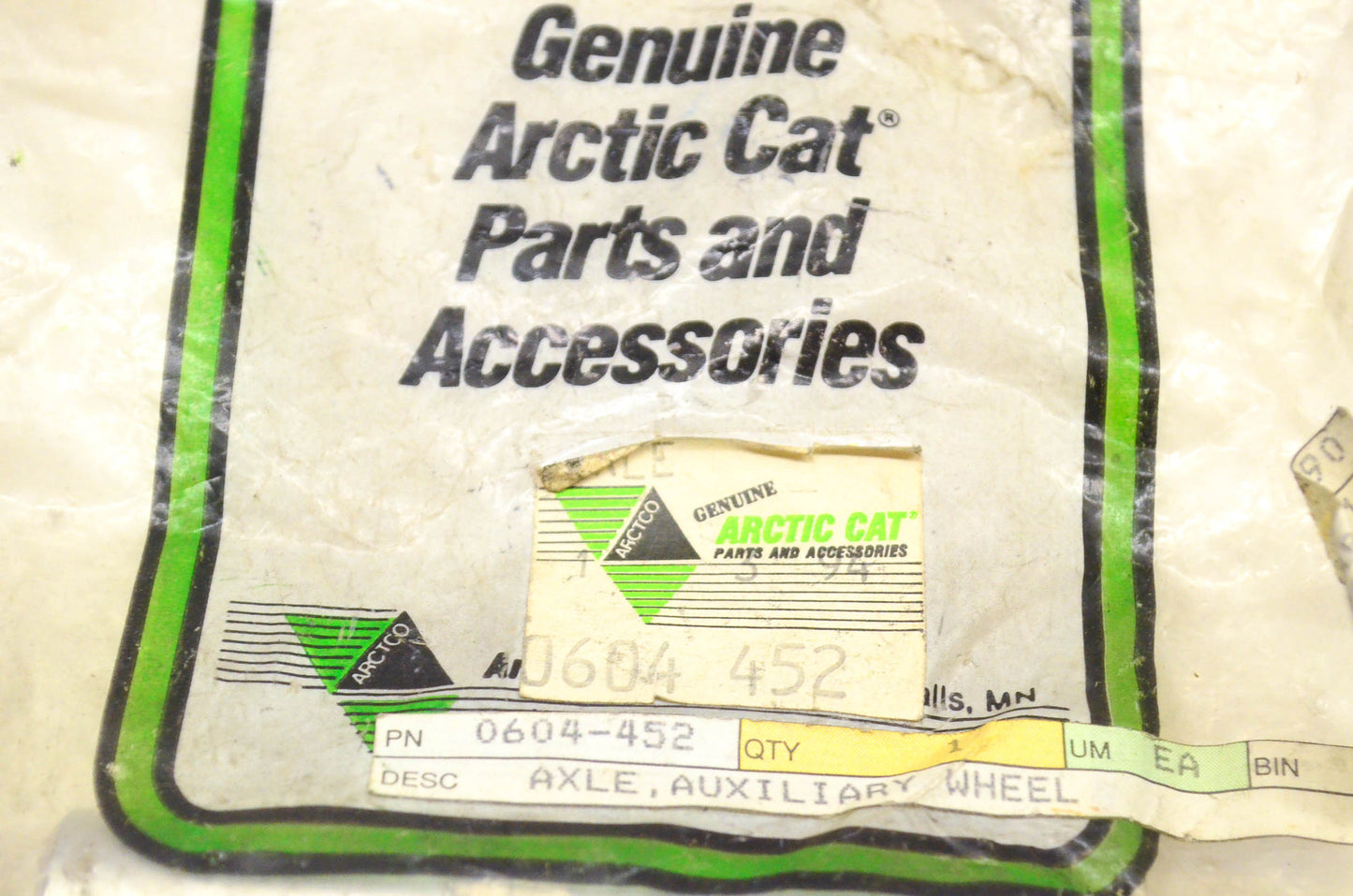 New OEM Arctic Cat 0604-452 Auxiliary Wheel Axle NOS