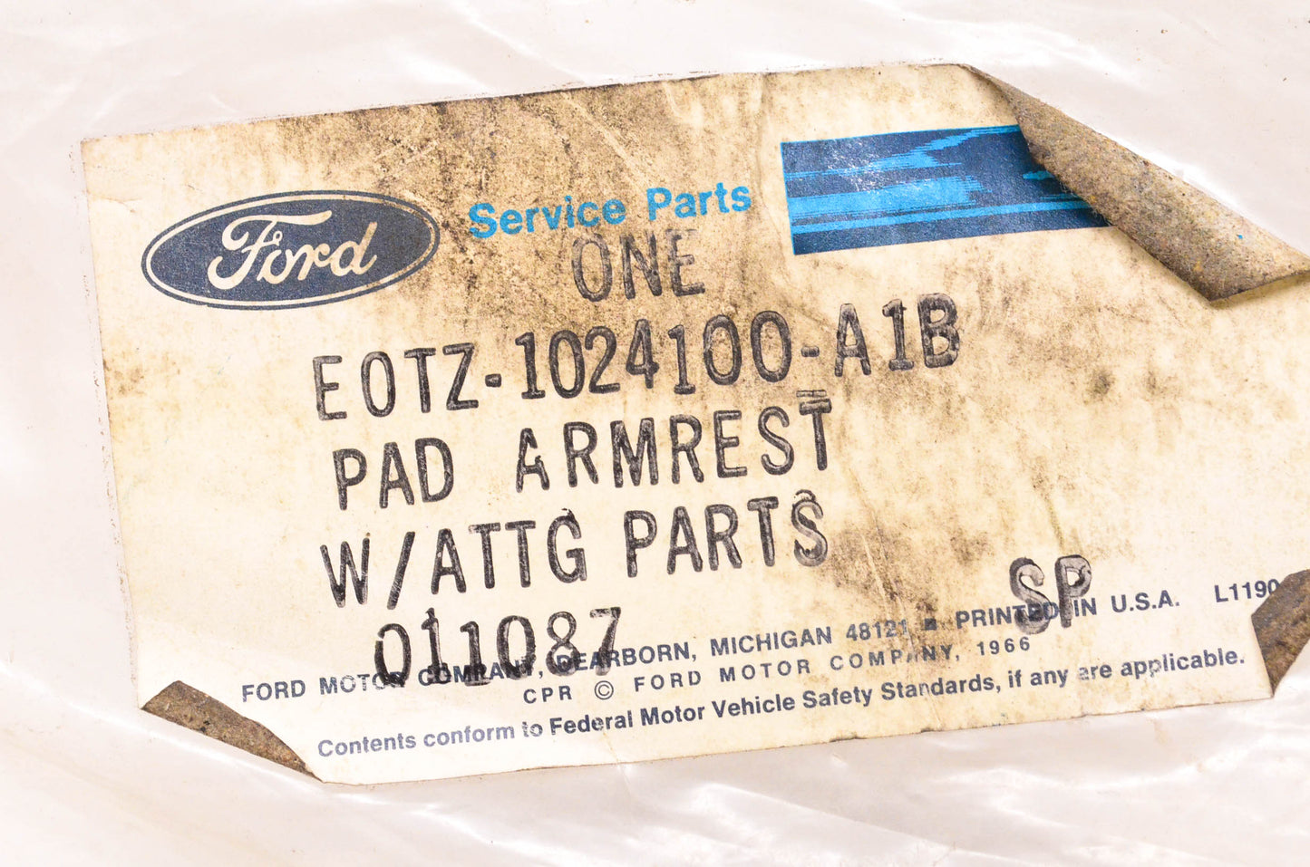 New OEM Ford E0TZ-1024100-A1B Armrest Pad NOS