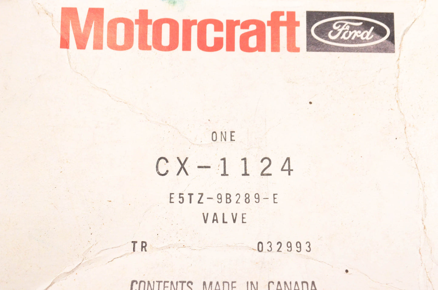 New OEM Ford E5TZ-9B289-E, CX-1124 Valve NOS