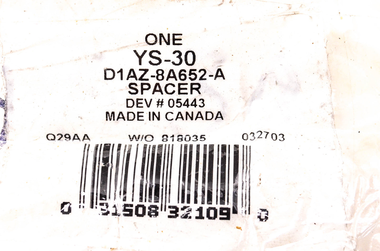 Motorcraft YS-30, D1AZ-8A652-A Alternator & Idler Spacer NOS
