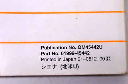 OEM Toyota 01999-45442 2006 Toyota Sienna Owner's Manual