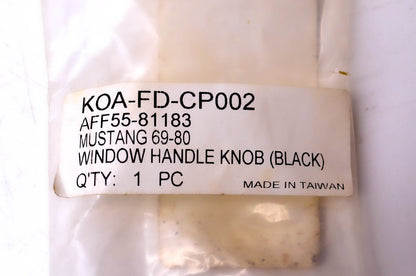 Aftermarket KOA-FD-CP002, AFF55-81183 1969-1980 Ford Mustang Black Window Handle Knob NOS