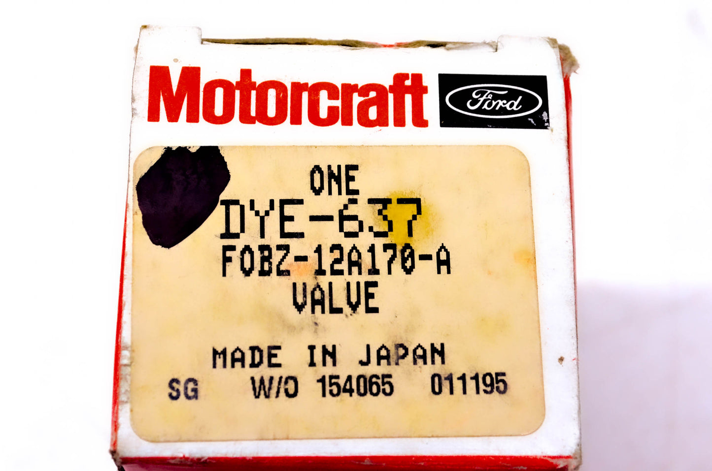 Motorcraft DYE-637, F0BZ-12A170-A Valve NOS
