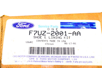 New OEM Ford F7UZ-2001-AA Brake Shoe & Lining Kit NOS