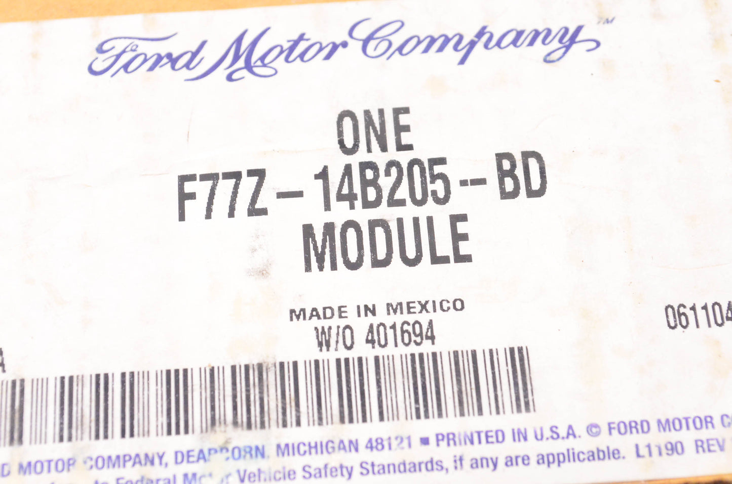 New OEM Ford F77Z-14B205-BD Engine Control Module NOS
