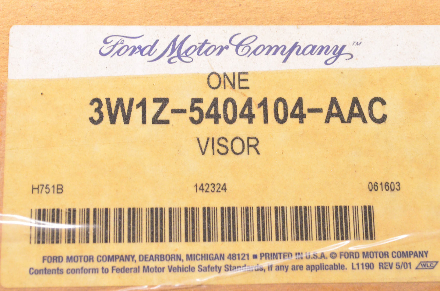 New OEM Ford 3W1Z-5404104-AAC Passenger RH Sun Visor NOS