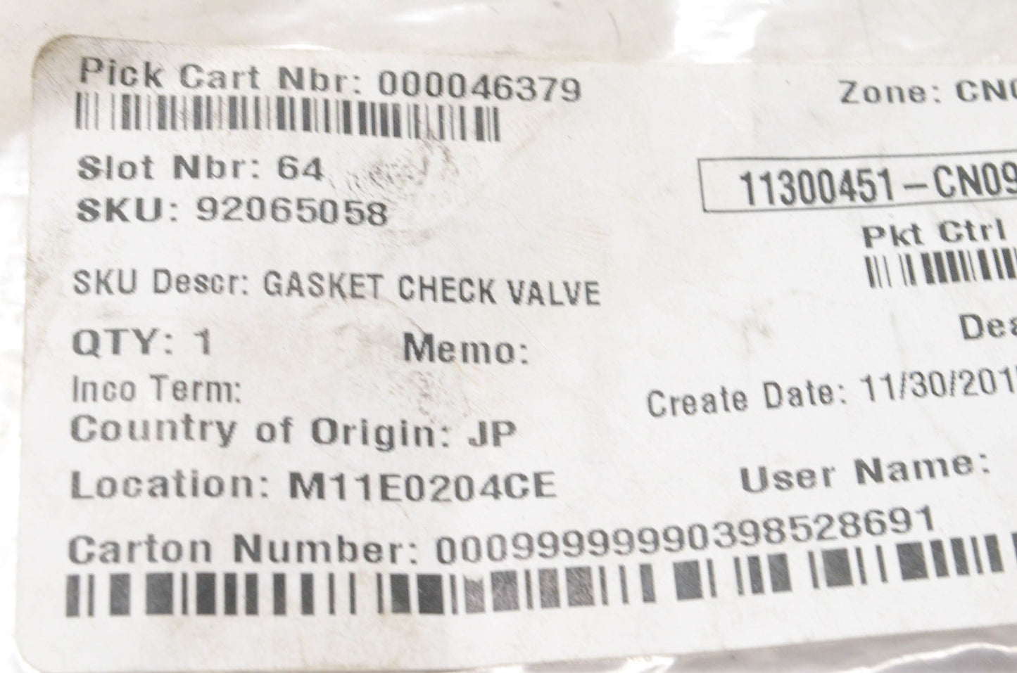 New OEM Kawasaki 92065058 Check Valve Gasket NOS