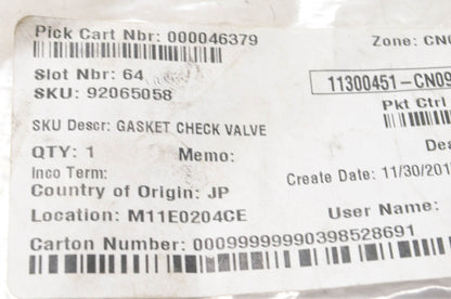 New OEM Kawasaki 92065058 Check Valve Gasket NOS