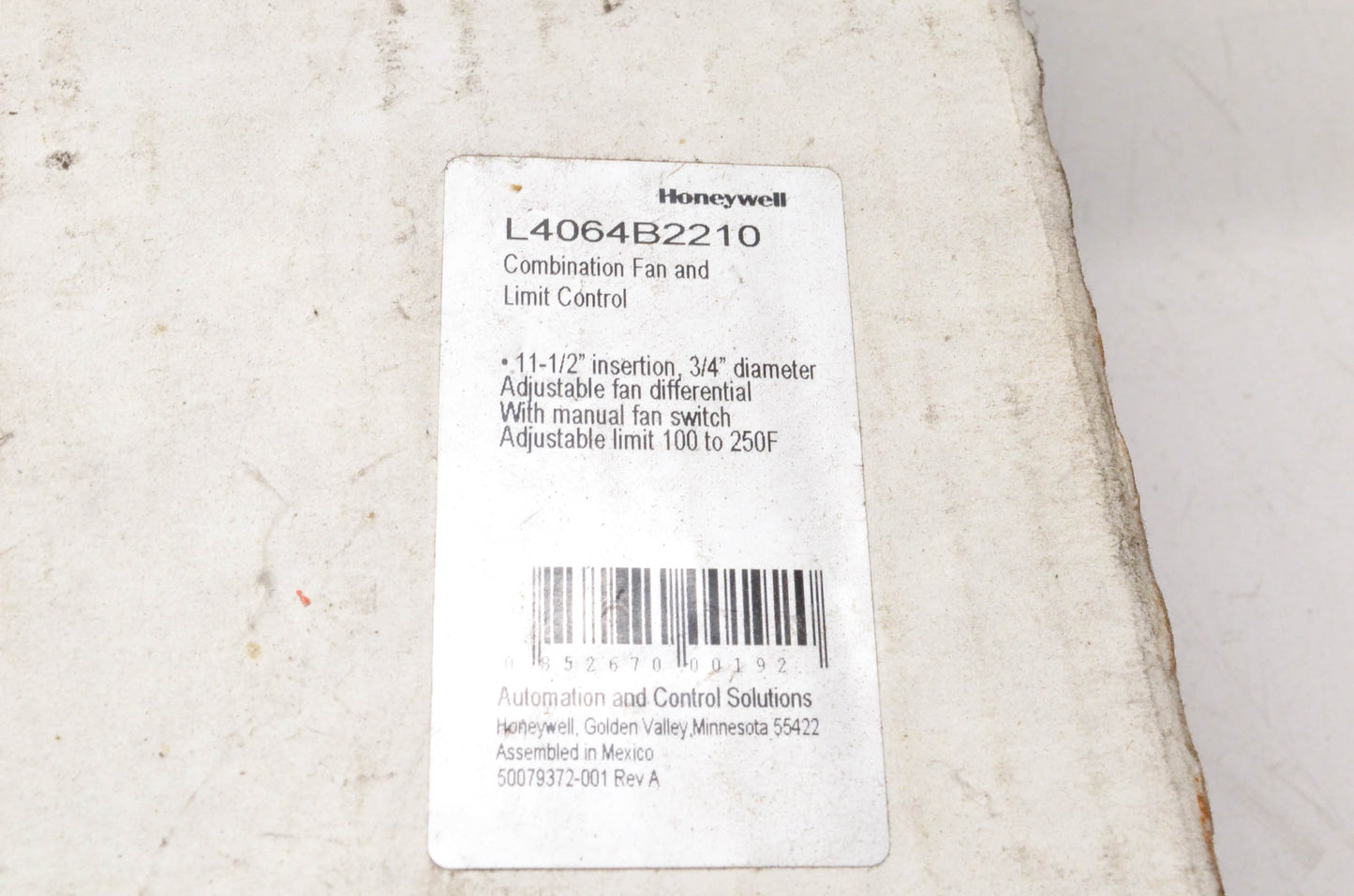 Honeywell L4064B2210, 33469 Fan & Limit Control Assembly NOS