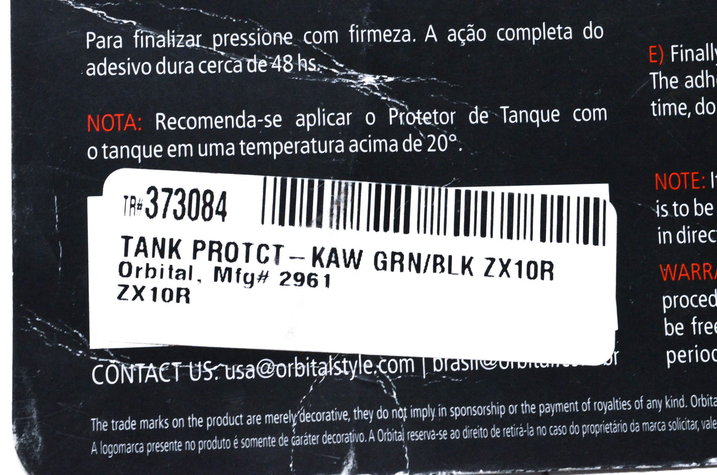 Orbital 373084, 2961 Green Tank Protector for Kawasaki NOS