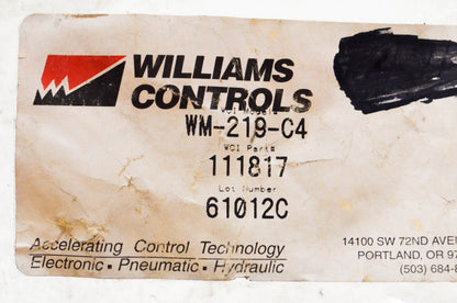 Williams Controls WM-219-C4, 11817 Toggle Valve NOS