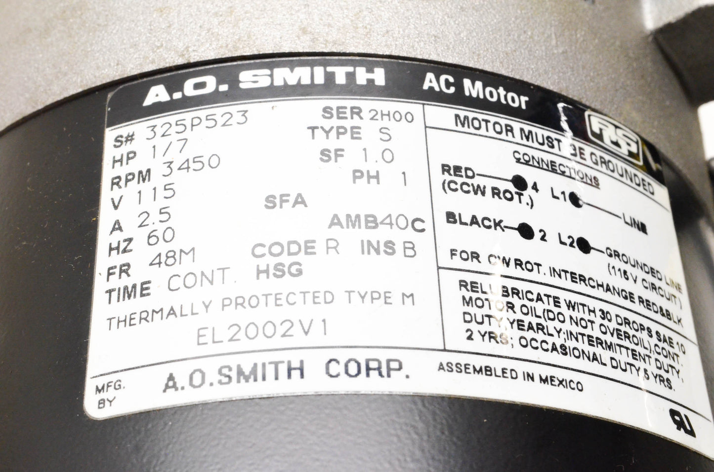 Century EL2002V1 Oil Burner Motor NOS
