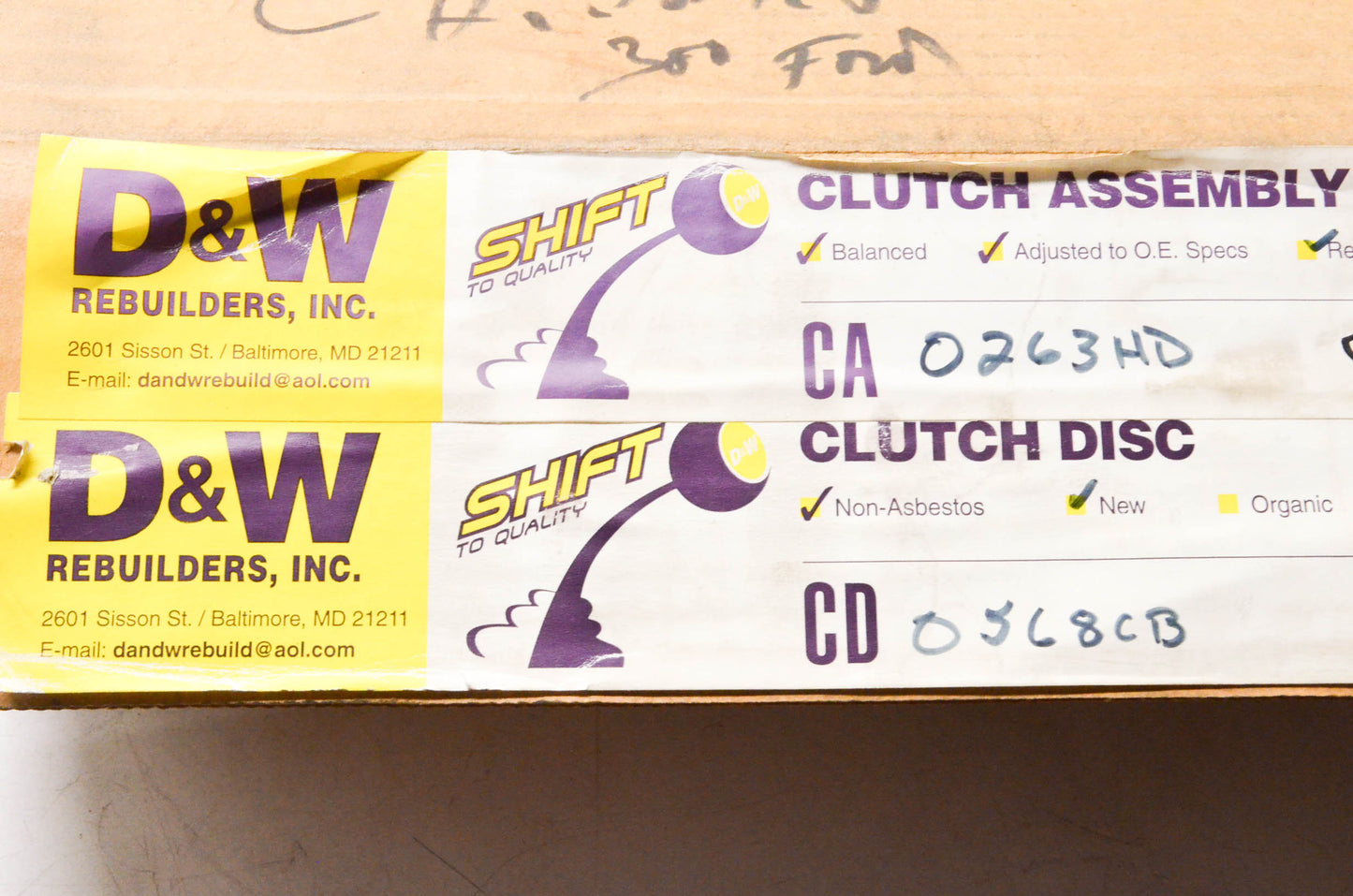 D&W Rebuilders CA0263HD, CD0568CB Remanufactured 12" Clutch Disc and Assembly NOS