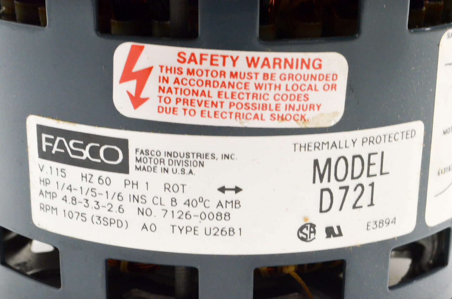 Fasco D721 Fan and Blower Motor NOS