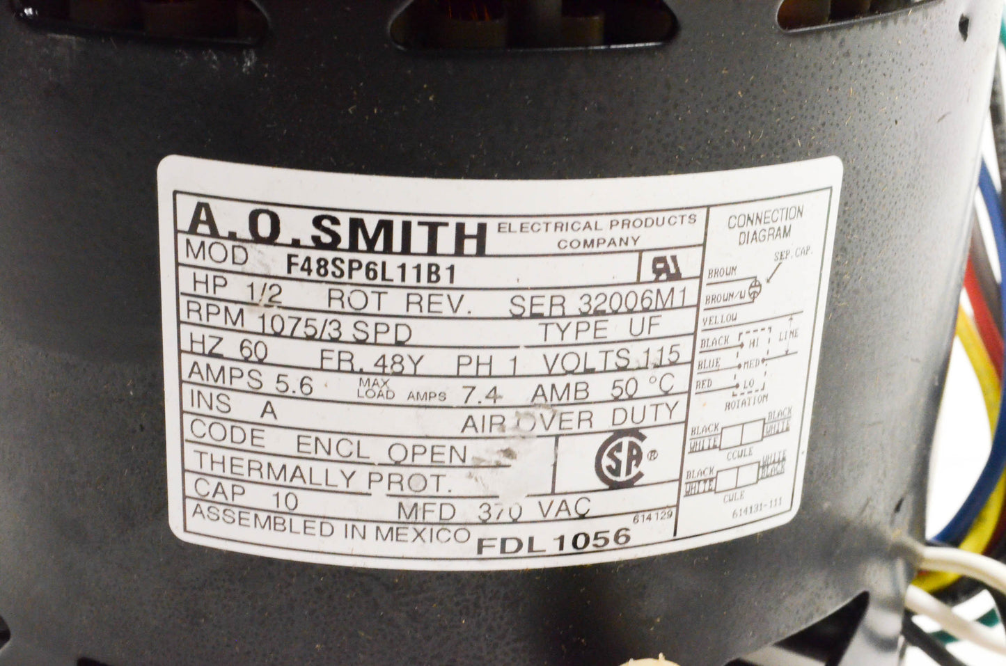A.O. Smith F48SP6L11B1 Electric Motor NOS