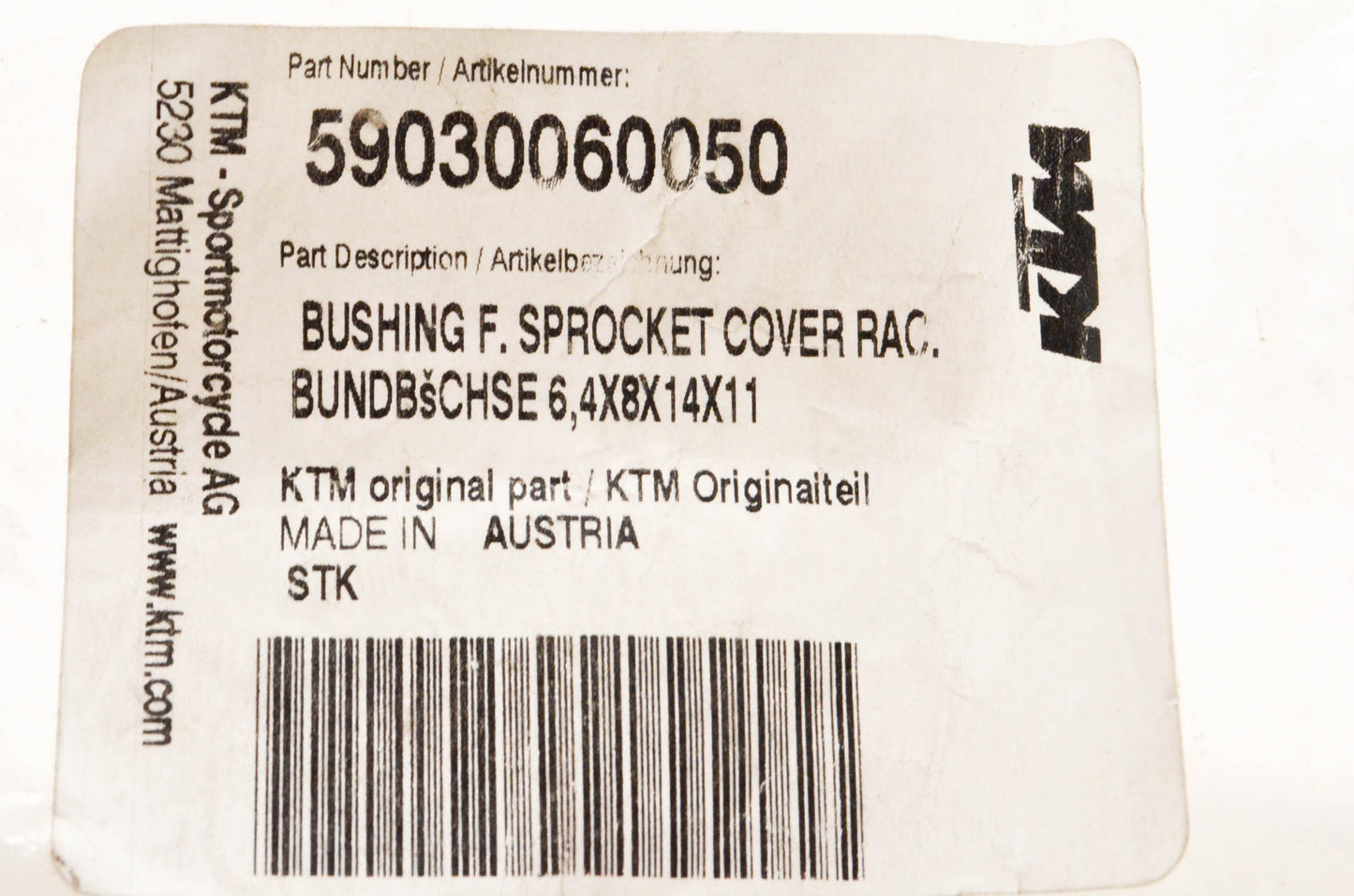 New OEM KTM 59030060050 Front Sprocket Bushing NOS