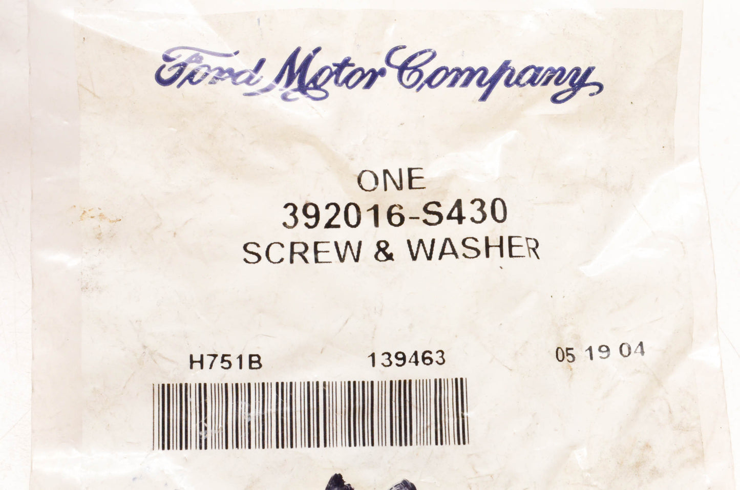 New OEM Ford 392016-S430 Screw & Washer Assembly NOS