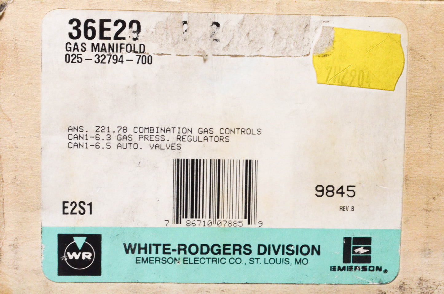 Emerson 36E29, 025-32794-700 Gas Manifold NOS