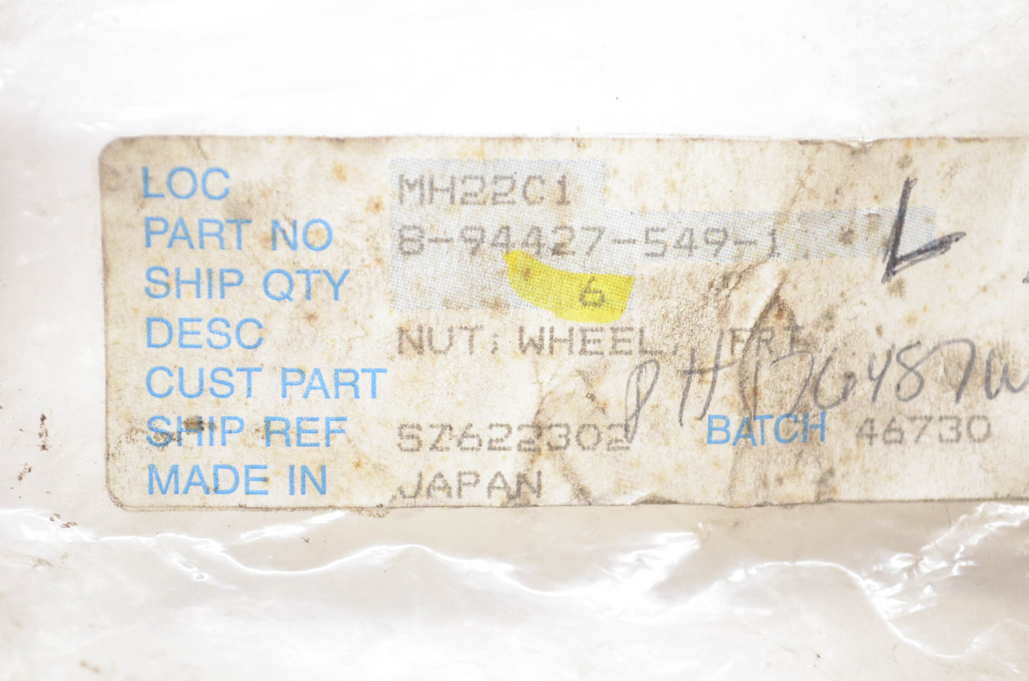 Isuzu 8-94427549-1, 8944275491 Front Axle Wheel Nut NOS