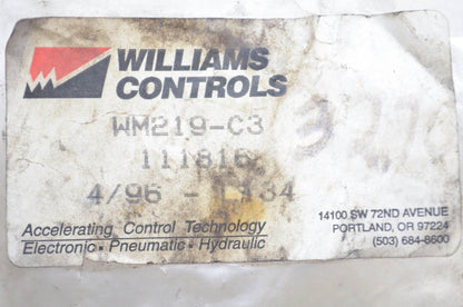 Williams Controls WM219-C3, 111816 Toggle Valve NOS