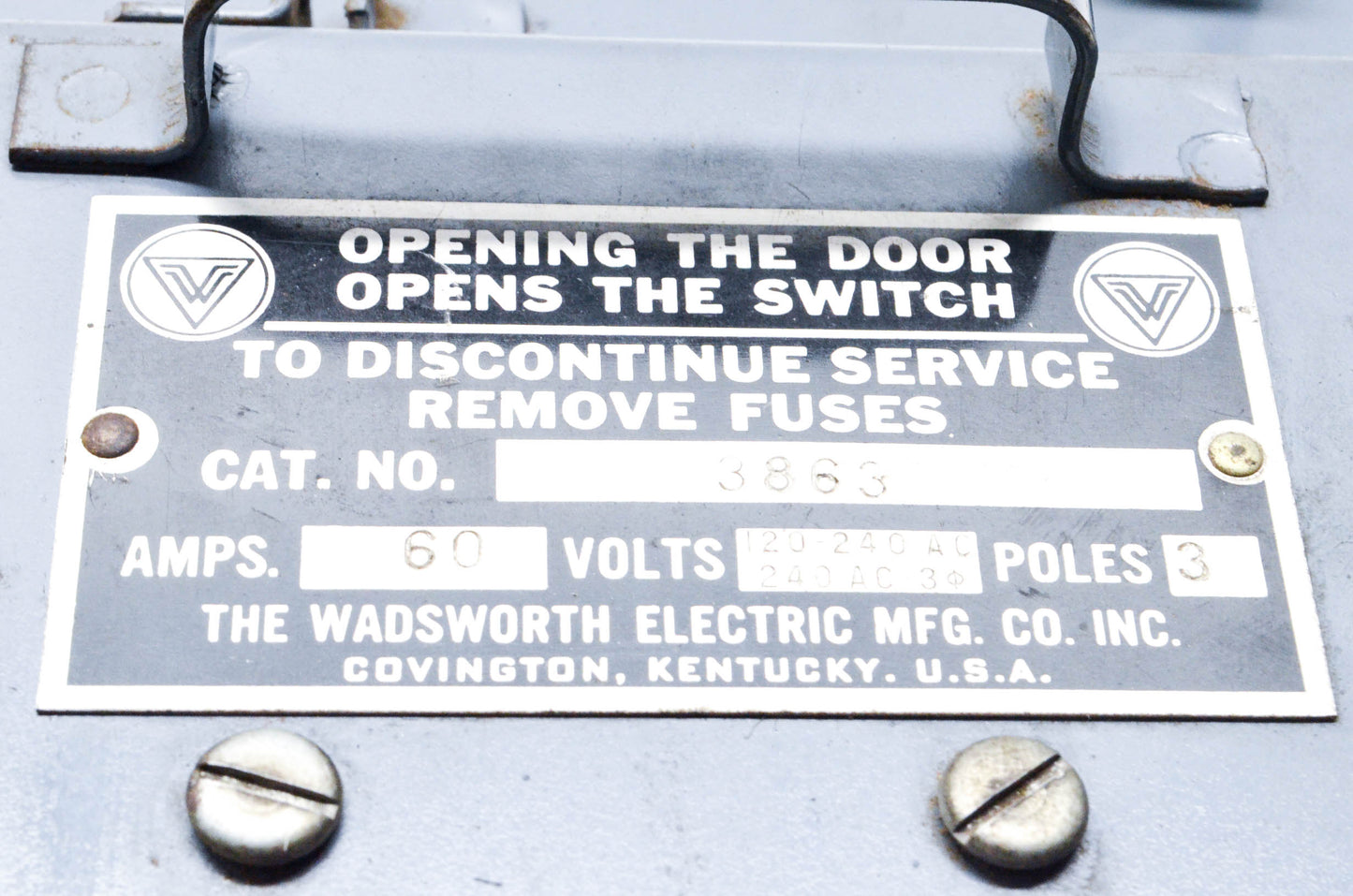 Wadsworth 3863 Disconnect Box