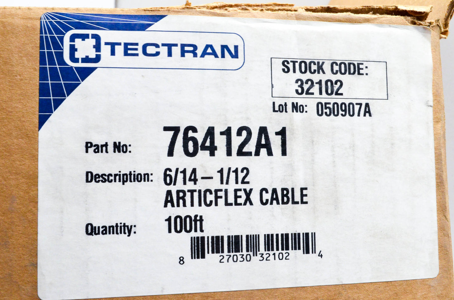 Tectran 76412A1 100ft Articflex Light Duty Cable NOS