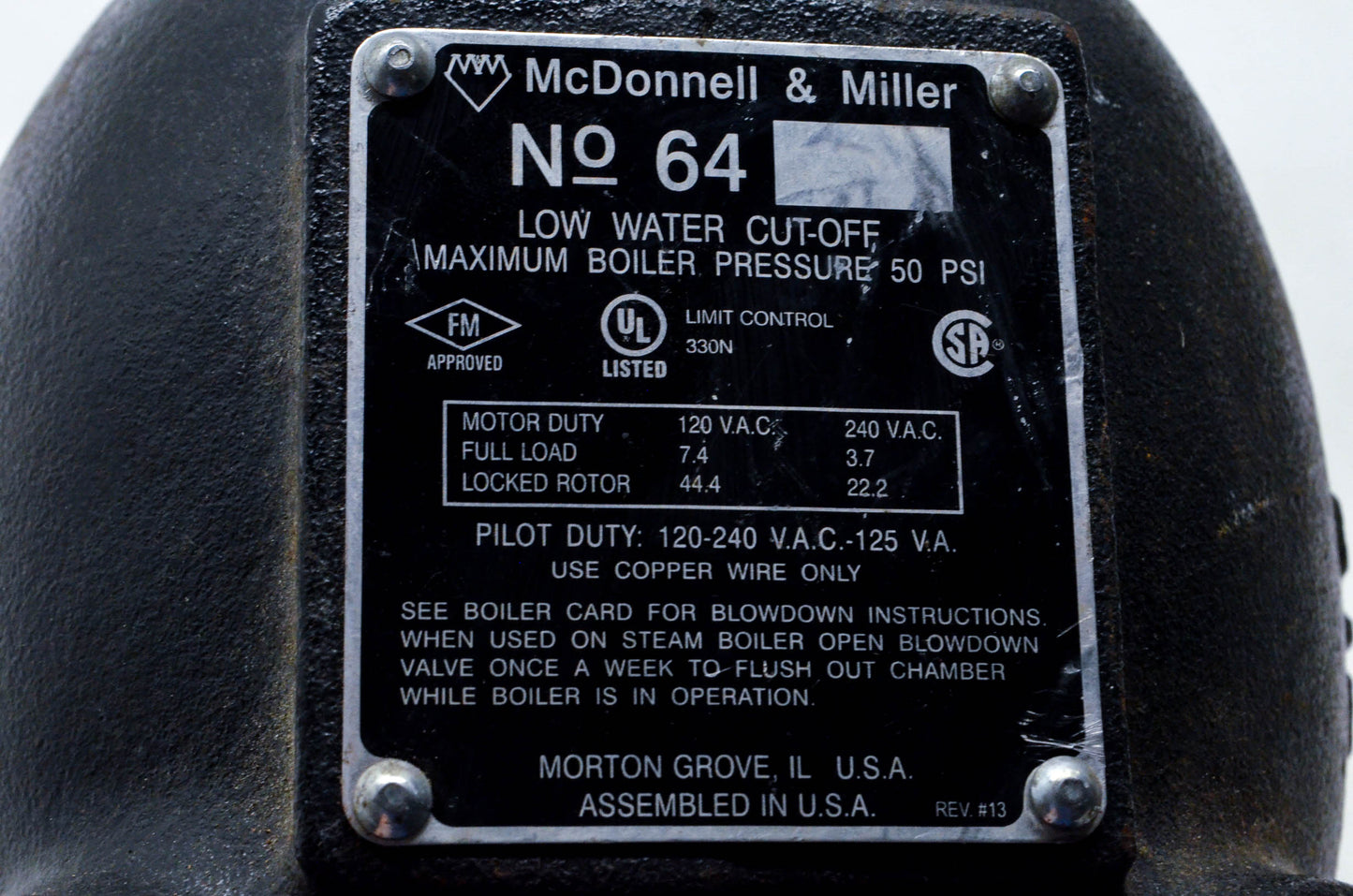 McDonnell & Miller 64 Low Water Float Cutoff Valve Assembly