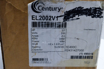 Century S48AC04A01, EL2002V1 Definite Purpose HVAC Motor NOS
