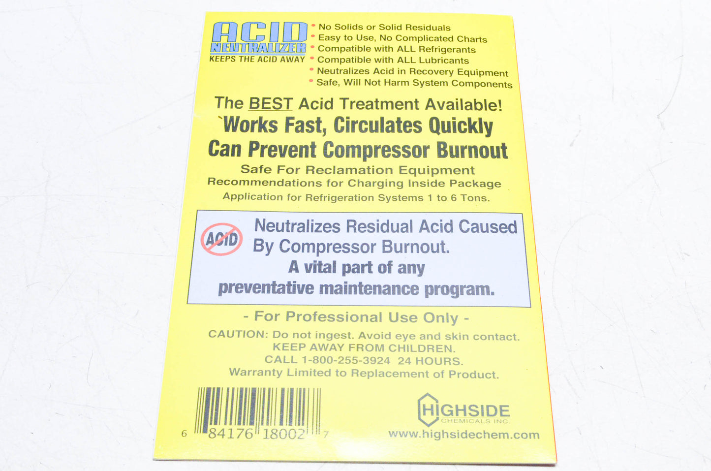 Highside Chemicals HS18002, 8417618002 Acid Neutralizer Kit NOS
