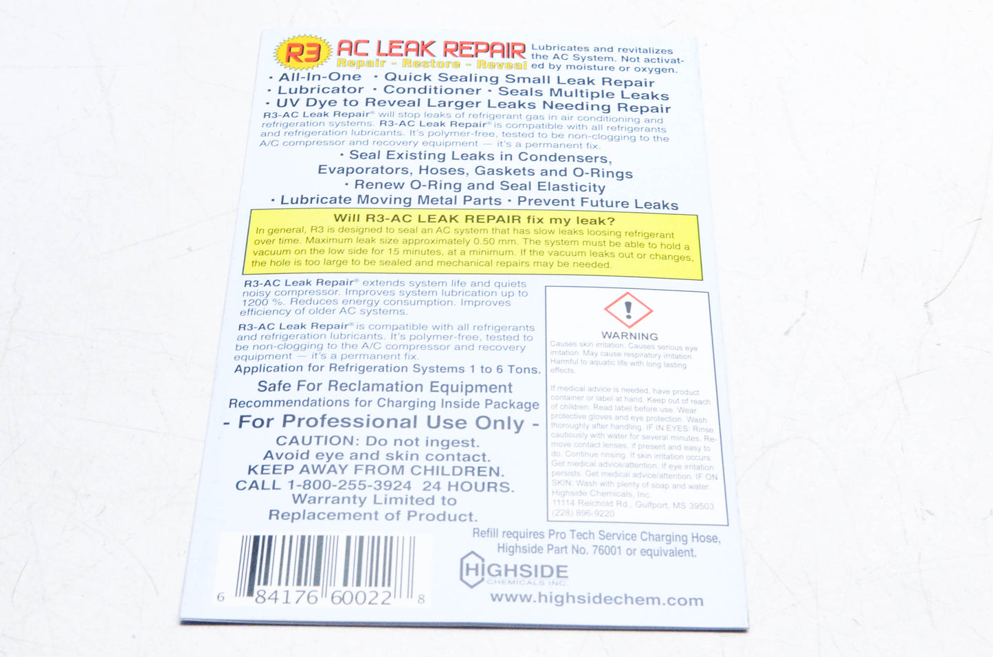 Highside Chemicals HS60022, 8417660022 AC Leak Repair Refill Kit NOS