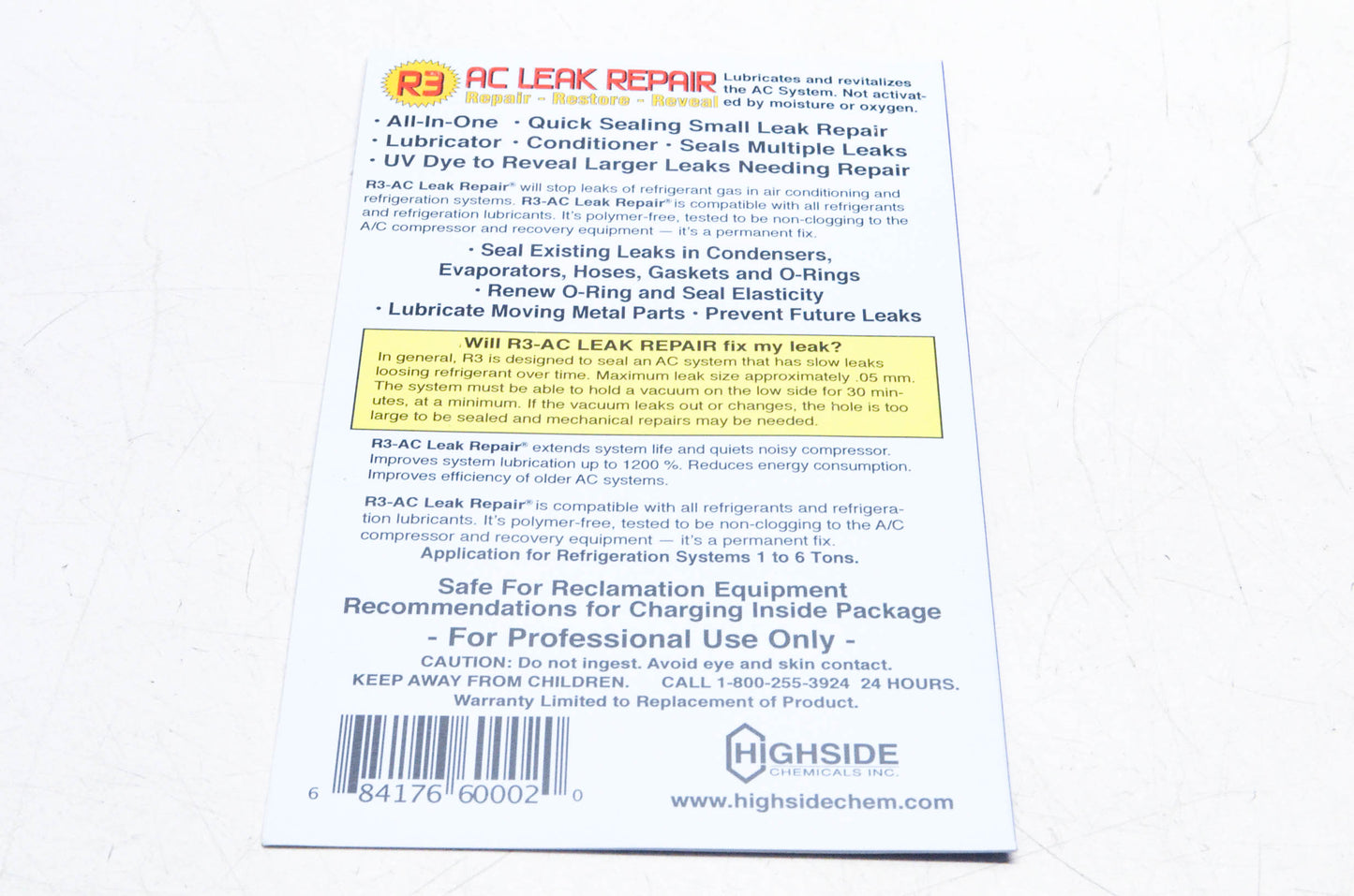 Highside Chemicals HS60002, 8417660002 AC Leak Repair Kit NOS