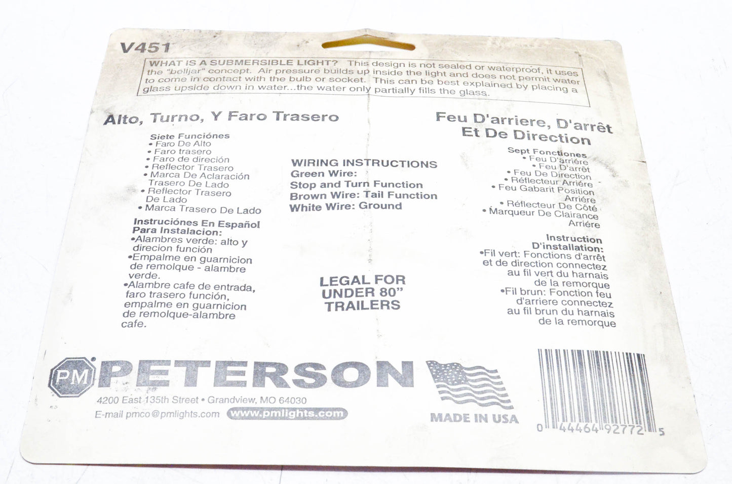 Peterson V451 Submersible Tail Light Kit NOS