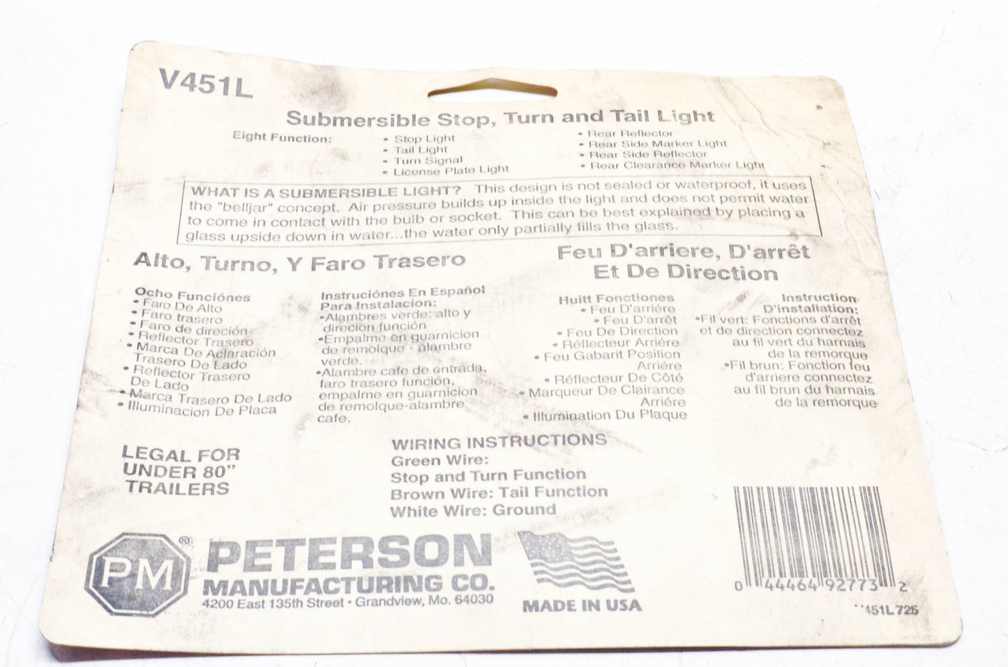 Peterson V451L Submersible Tail Light Kit NOS