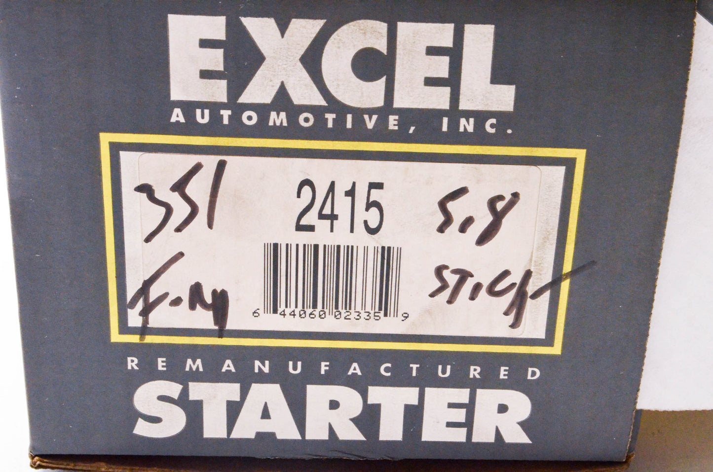 Excel Automotive 2415, DL3223S, F2TU-11131-AA Remanufactured Starter NOS