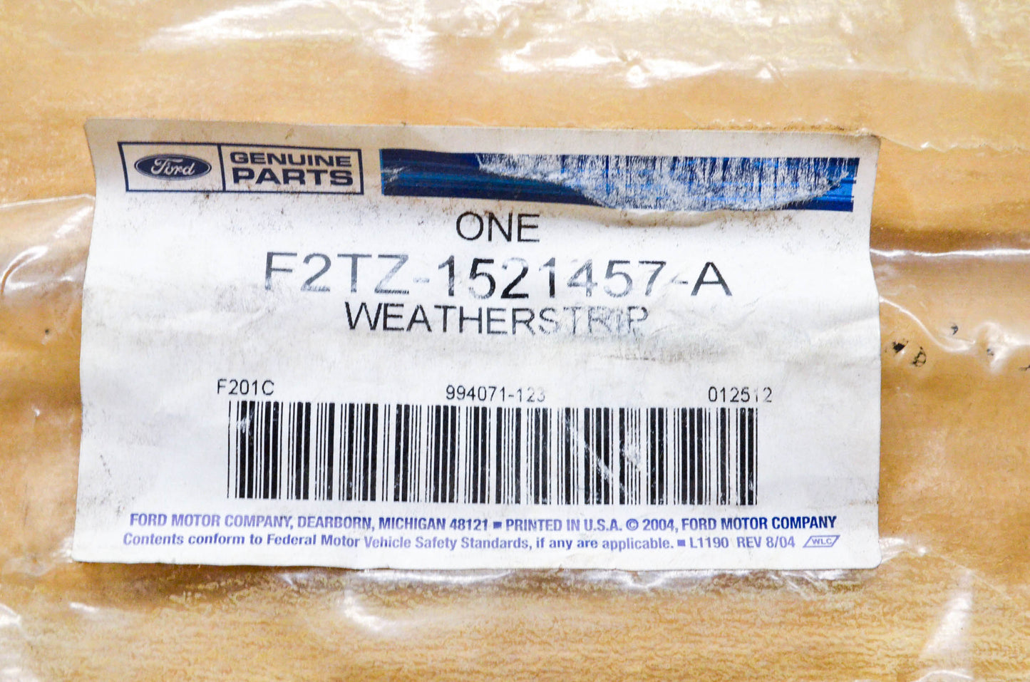 New OEM Ford F2TZ-1521457-A Weatherstrip NOS