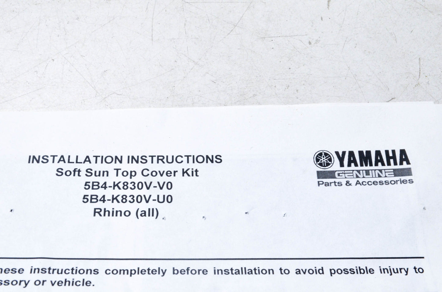 New OEM Yamaha 5B4-K830V-00-00 Rhino Soft Top Kit NOS